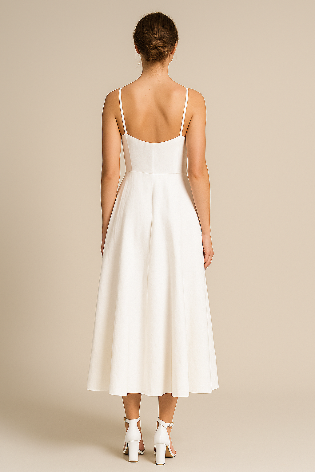White Linen Maxi Dress with Spaghetti Straps – Lightweight Design