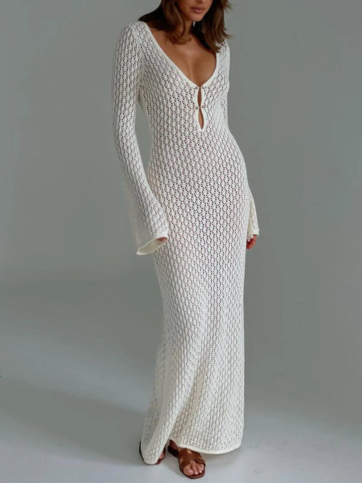 Backless Long Sleeve Maxi Dress for Women