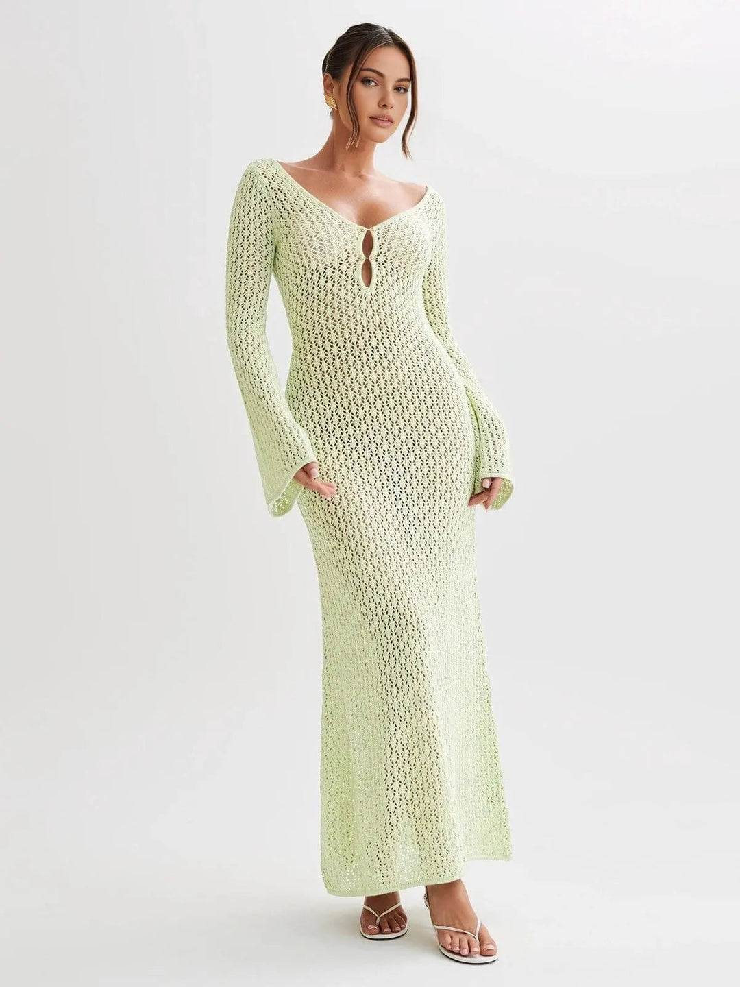 Backless Long Sleeve Maxi Dress for Women