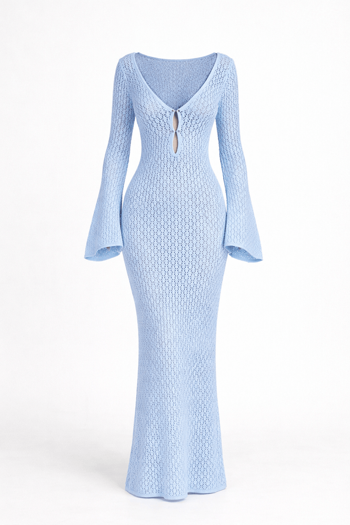 Backless Long Sleeve Maxi Dress for Women