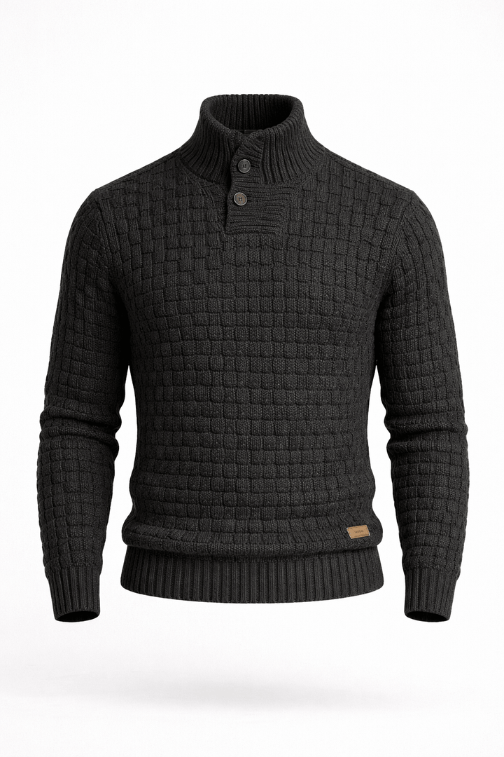 Patterned Turtleneck Sweater with Structured Knit for Men