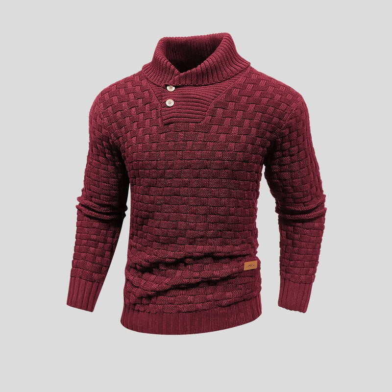 Patterned Turtleneck Sweater with Structured Knit for Men