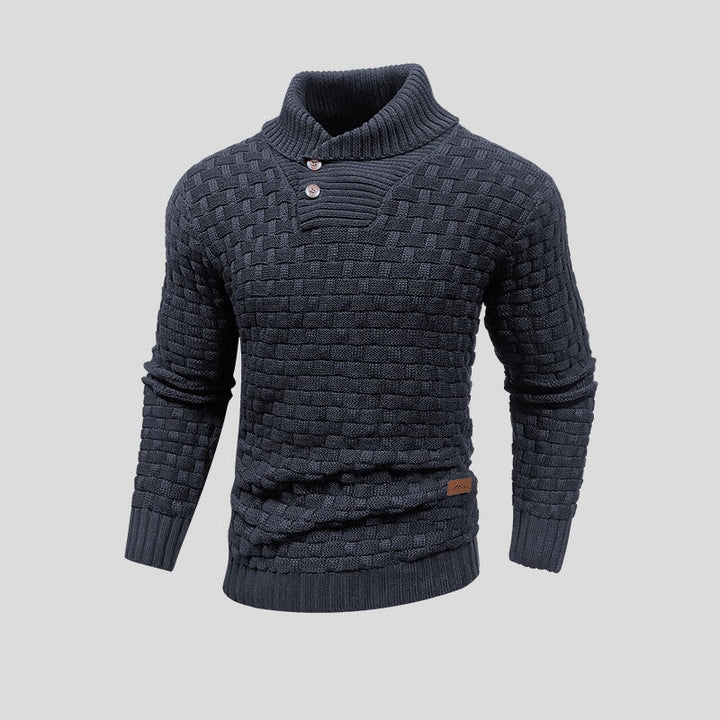 Patterned Turtleneck Sweater with Structured Knit for Men
