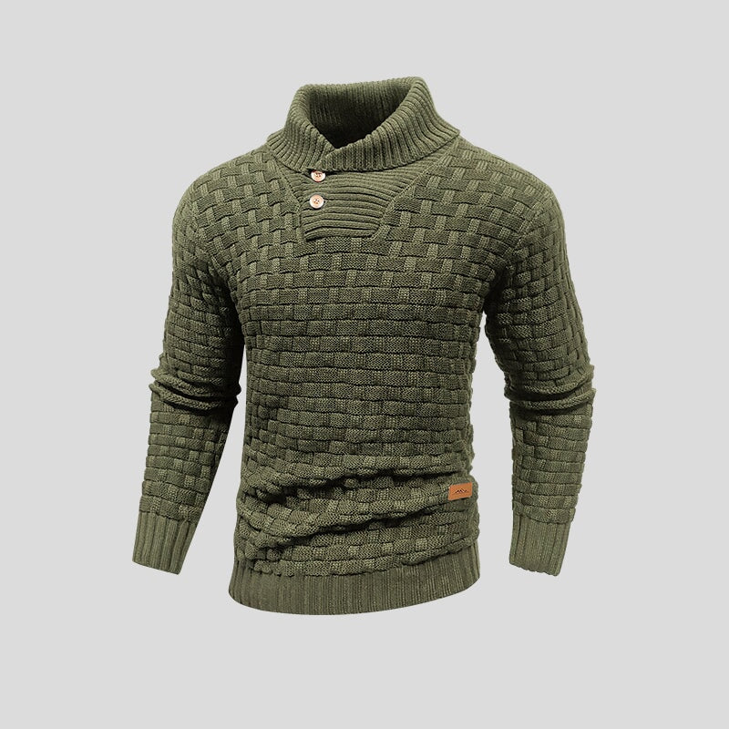 Patterned Turtleneck Sweater with Structured Knit for Men