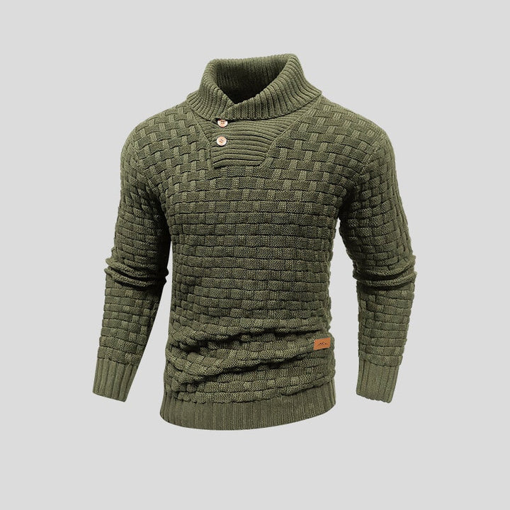 Patterned Turtleneck Sweater with Structured Knit for Men