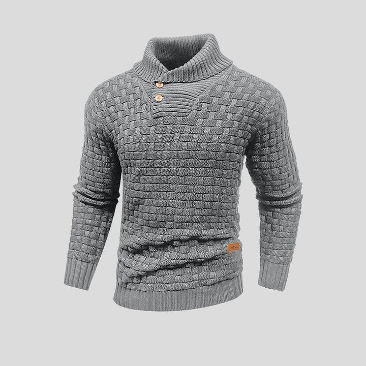 Patterned Turtleneck Sweater with Structured Knit for Men