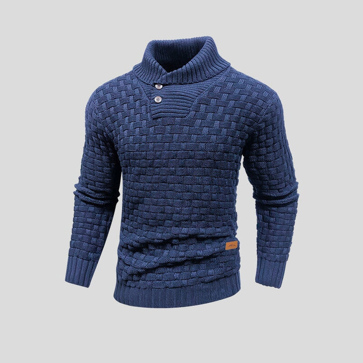 Patterned Turtleneck Sweater with Structured Knit for Men