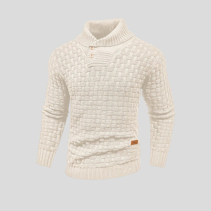 Patterned Turtleneck Sweater with Structured Knit for Men