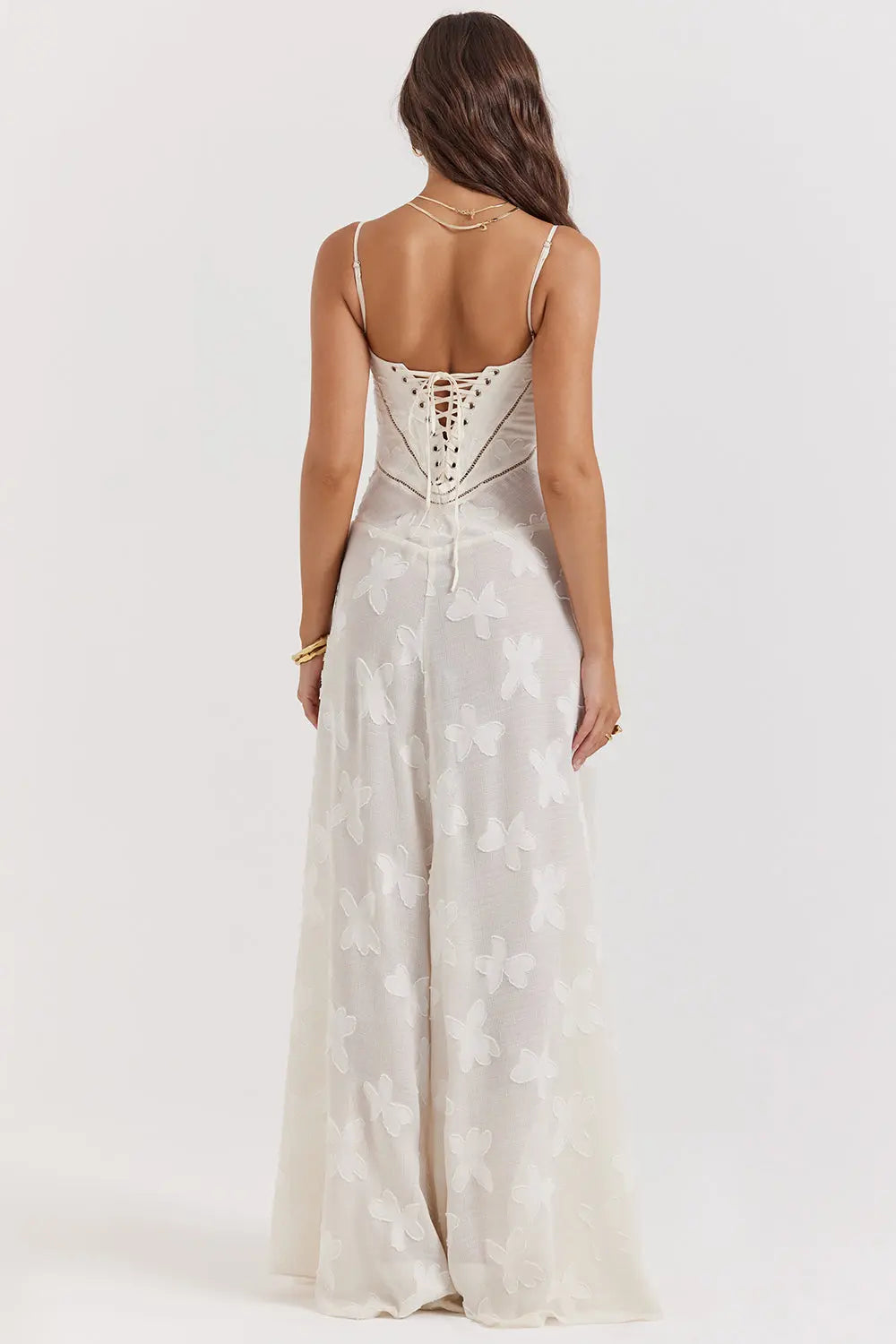 Elegant Fitted Maxi Dress with Lace-Up Back for Women