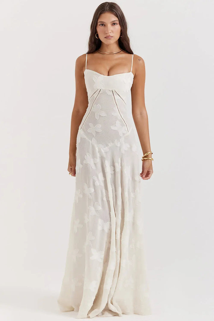 Elegant Fitted Maxi Dress with Lace-Up Back for Women