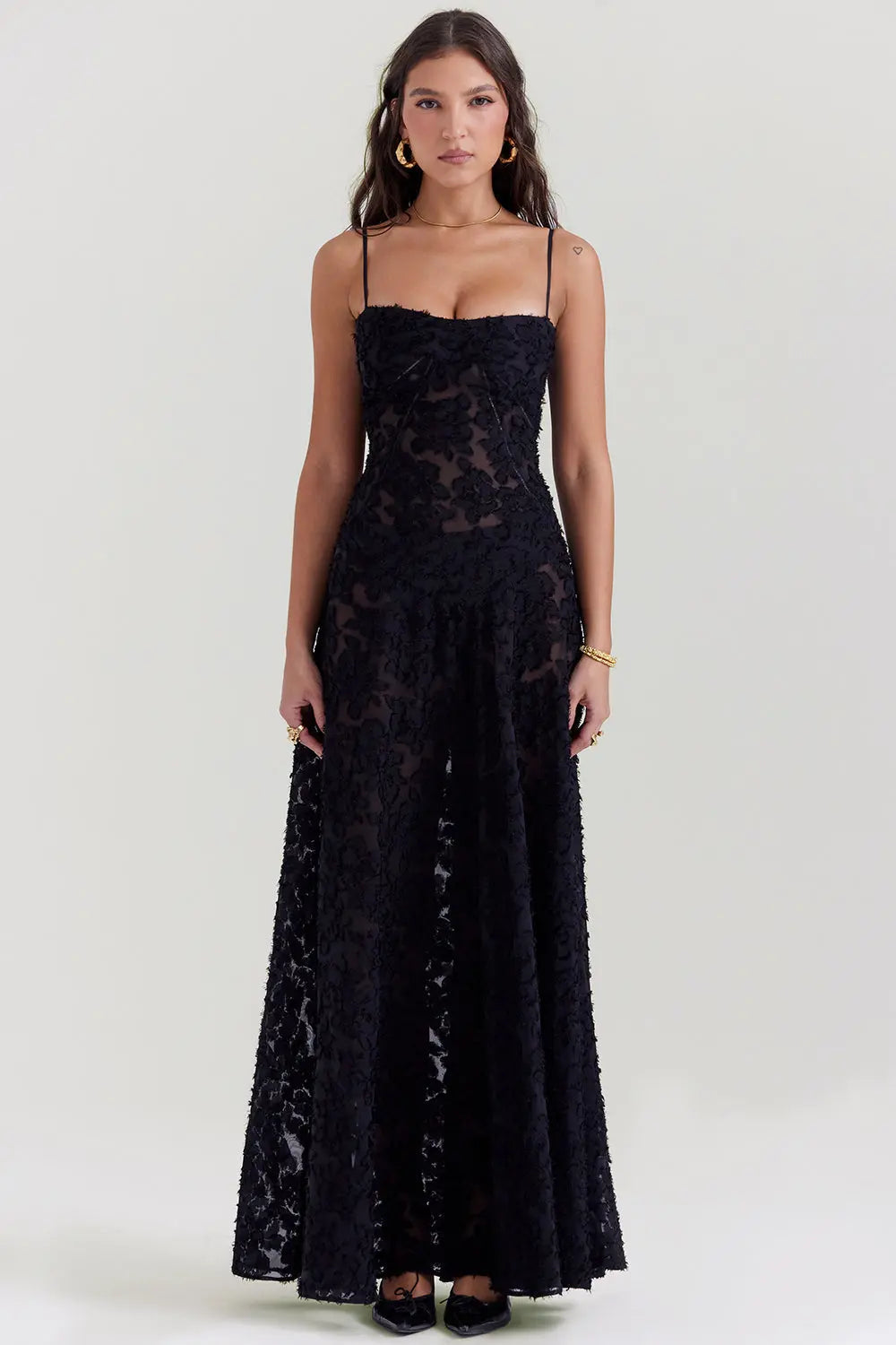 Elegant Fitted Maxi Dress with Lace-Up Back for Women