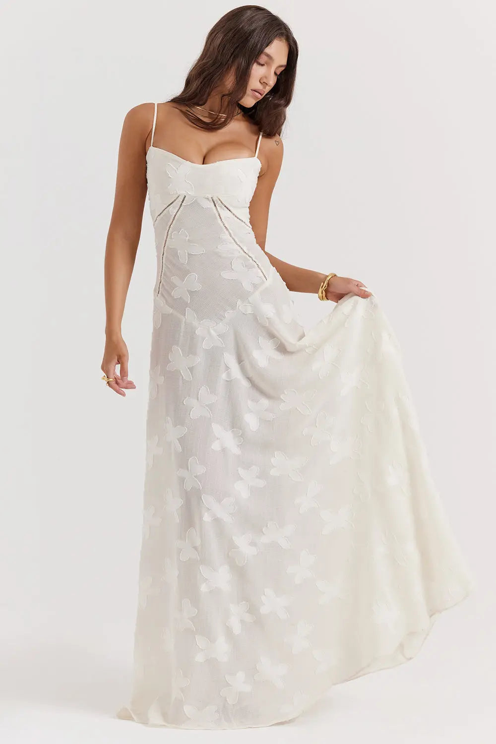 Elegant Fitted Maxi Dress with Lace-Up Back for Women