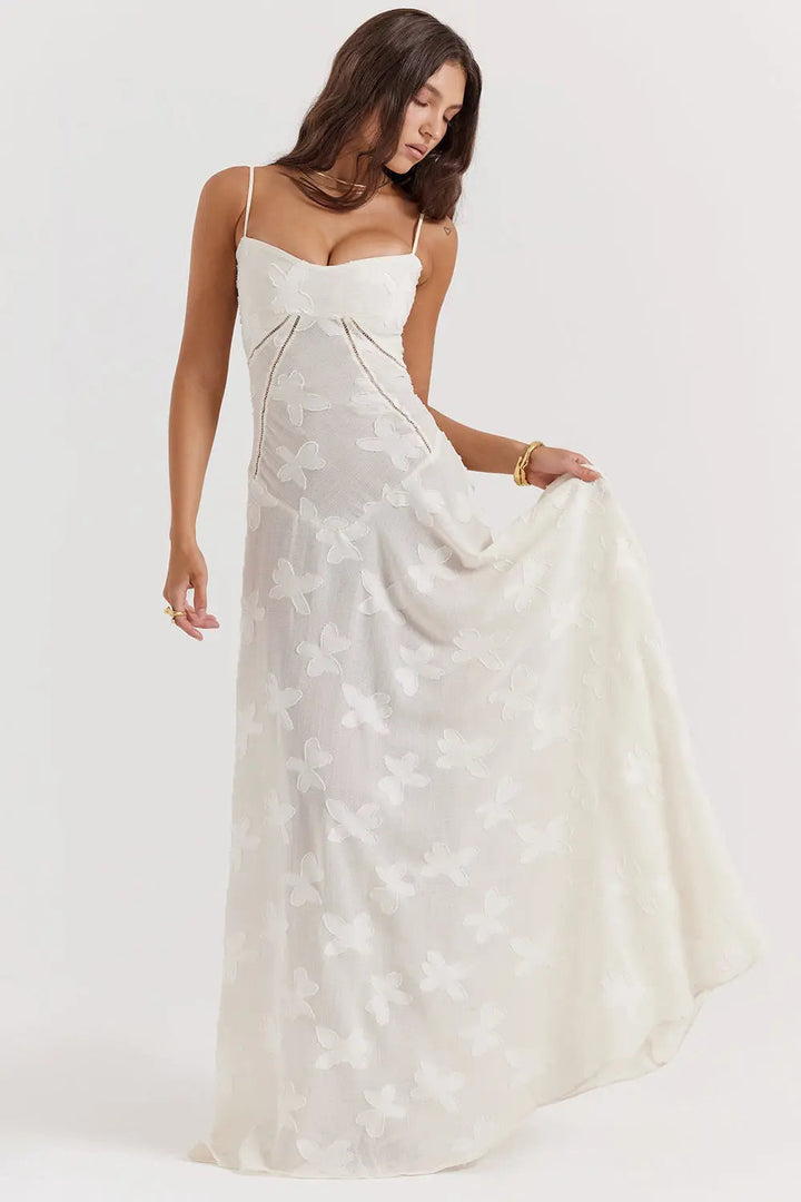 Elegant Fitted Maxi Dress with Lace-Up Back for Women
