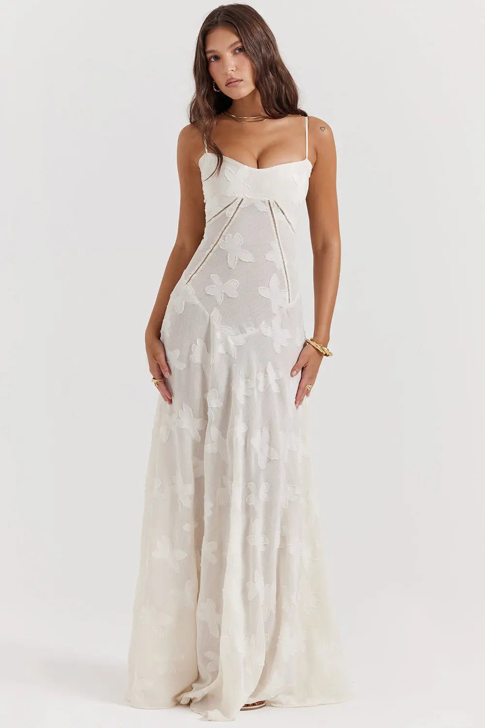 Elegant Fitted Maxi Dress with Lace-Up Back for Women