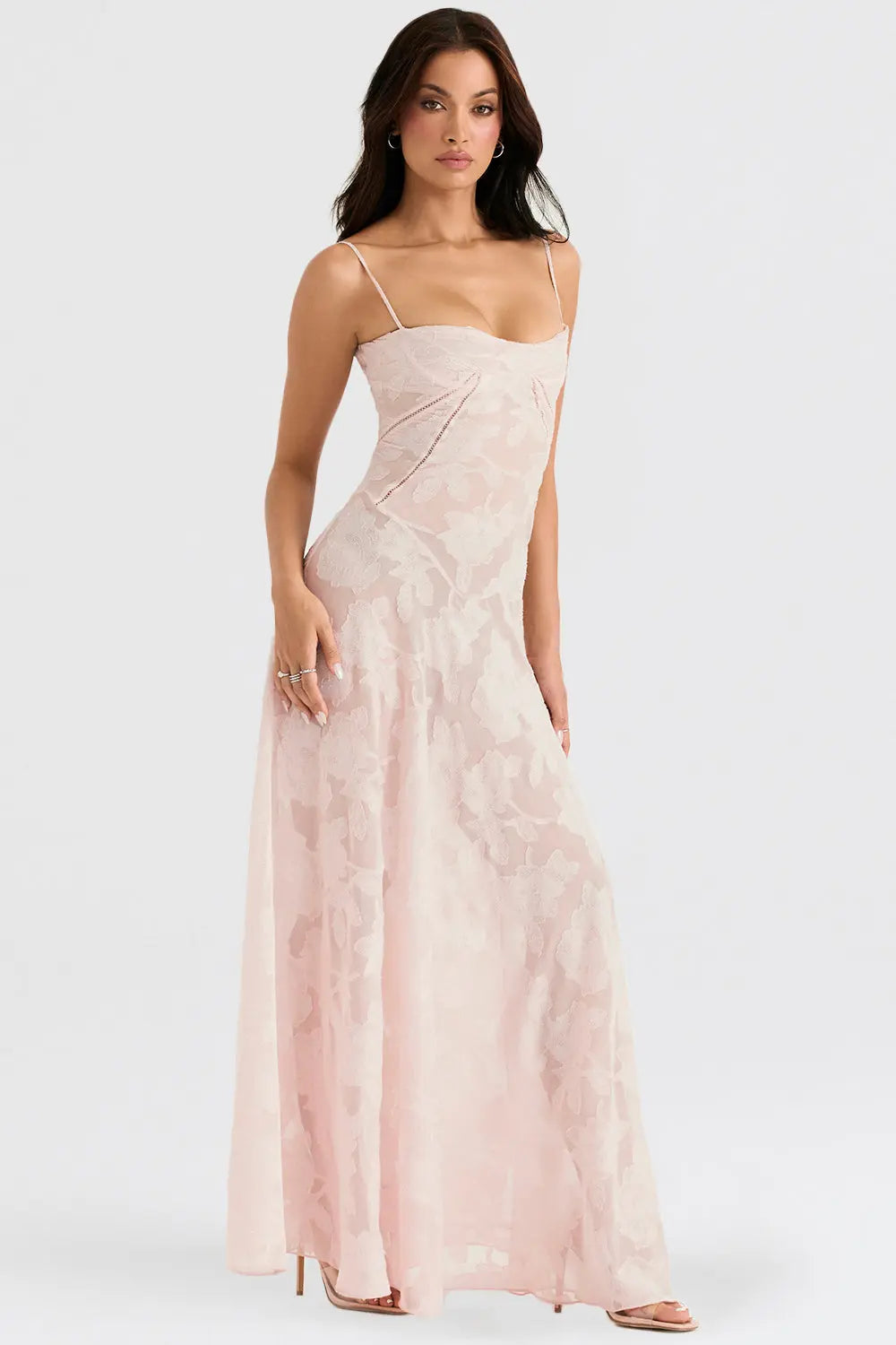 Elegant Fitted Maxi Dress with Lace-Up Back for Women