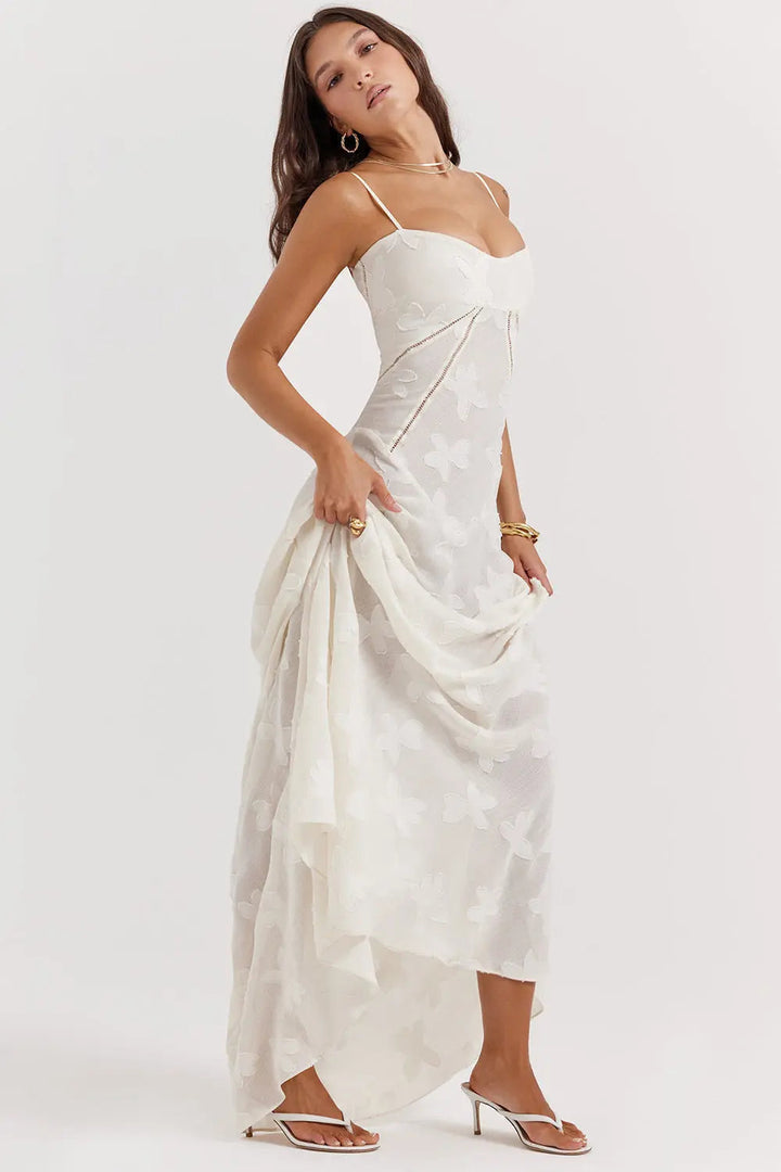 Elegant Fitted Maxi Dress with Lace-Up Back for Women