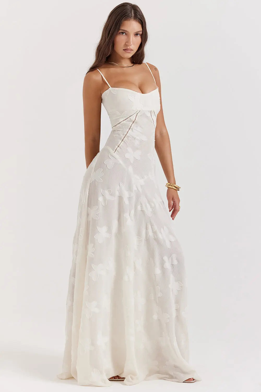 Elegant Fitted Maxi Dress with Lace-Up Back for Women